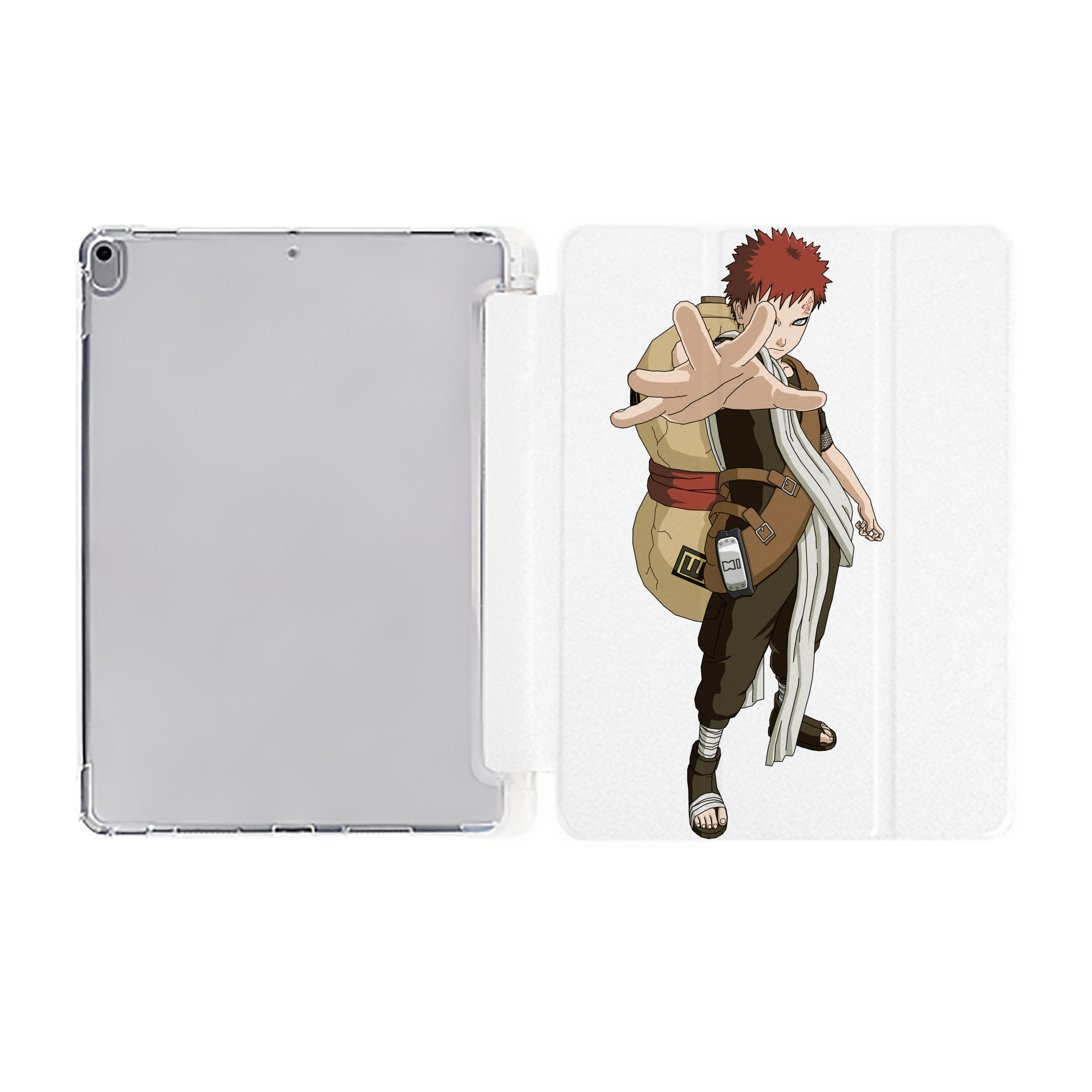 （画像用） NARUTO -ナルト- ガアラ Gaara IPad ケース ペン収納付き 三つ折りスタンド PUレザー×シリコン 対応機種9.5/10.5/10.9インチ